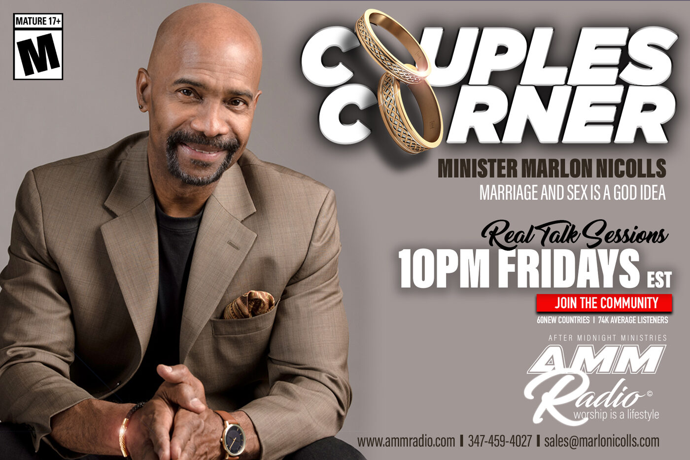 AMM Radio Couples Corner program artwork with Marlon Nicolls